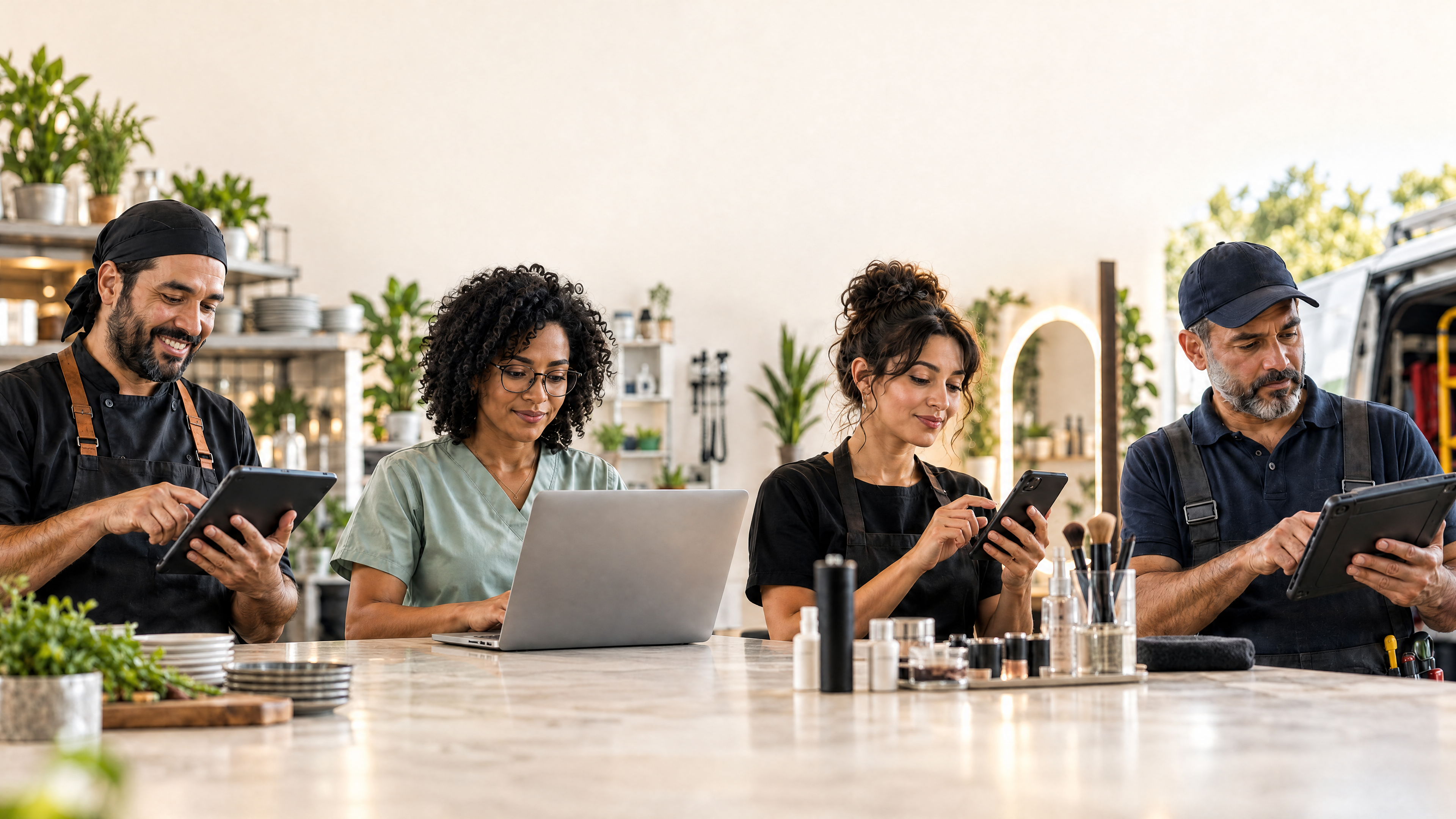Des professionnels de la restauration, des cliniques, de la beauté et des services à domicile utilisent la technologie au quotidien.